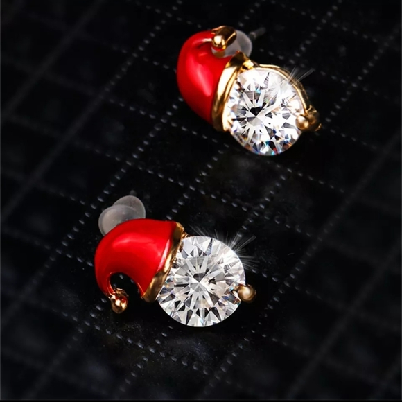 Santa Hat Stud Earrings - Picture 3 of 3